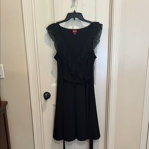 Merona Black Ruffled Dress with tie belt